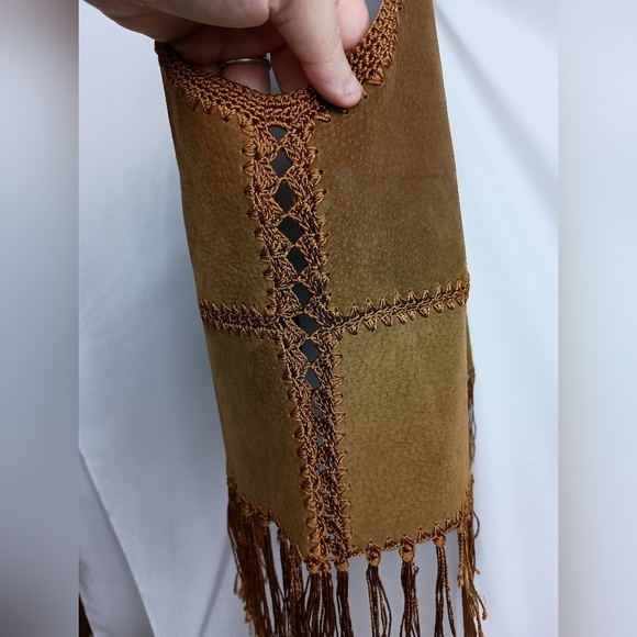 Fringed Vintage Boho Western,Hippie,Cowgirl Suede Leather Vest (#1,538)(C) - Picture 9 of 11